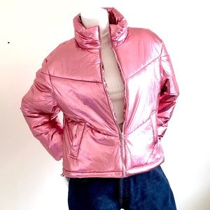 Metallic Rose Puffer Jacket
